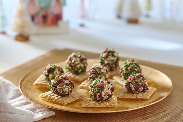 Cranberry-Pecan Herb Cheese Truffle Bites